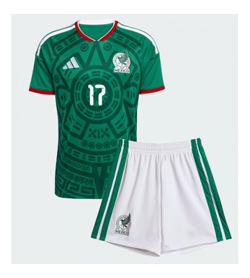 Mexico Orbelin Pineda #17 Hjemmebanetrøje Børn VM 2026 Kortærmet (+ Korte bukser)